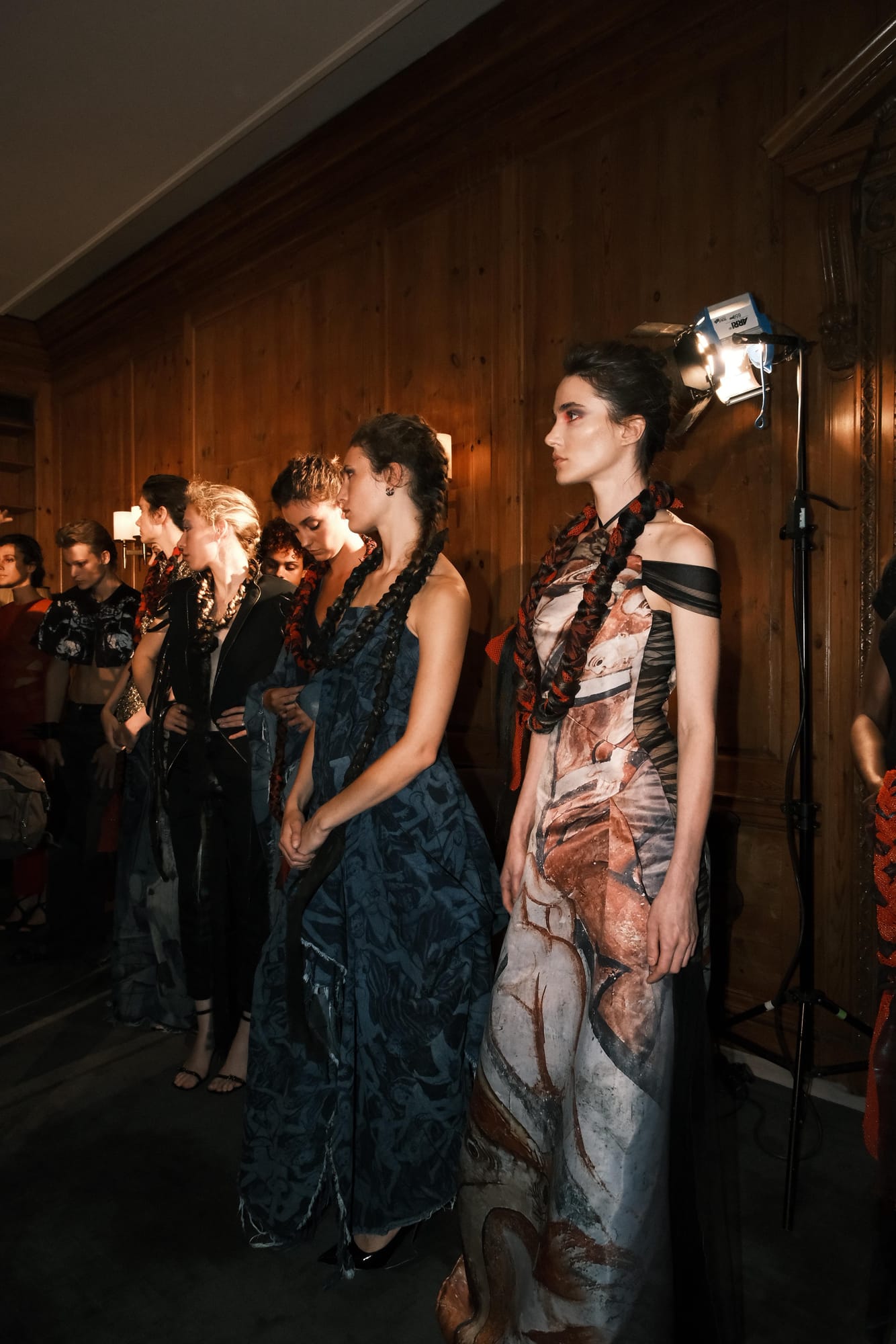 Models preparing backstage for a creative arts showcase at No. 30 Knightsbridge