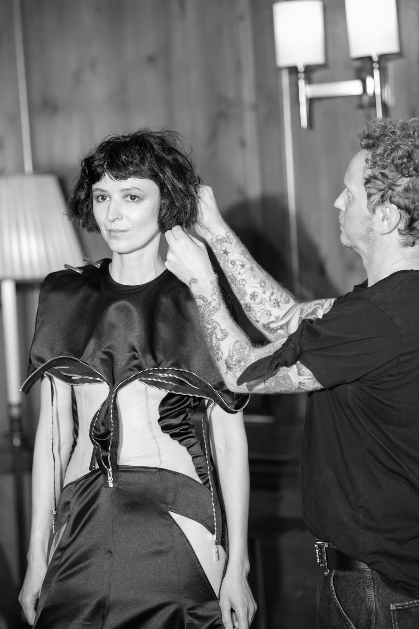 Backstage hair styling for a Creative Arts showcase at No. 30 Knightsbridge